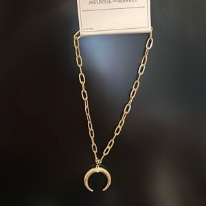 Nordstrom Melrose and market crescent moon paperclip necklace. Gold tone